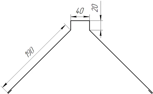 Конек фигурный 190x190x2000 мм, 7024 графитовый серый матовый