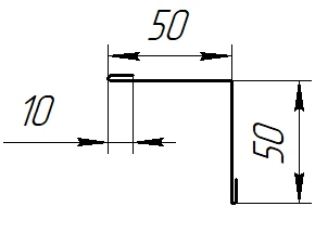 Угол внутрений 50x50x2000 мм, 7024 графитовый серый стальной бархат