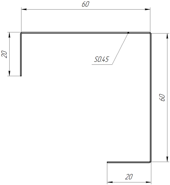 Декоративная накладка угловая 20x60x60x20 мм, 8017 шоколадно-коричневый PUR Pruf
