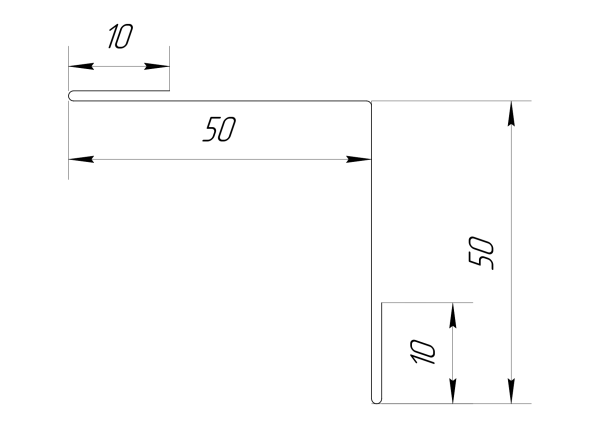 Планка угла внутреннего 50x50x2000 мм, Картэн тёмный