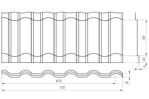 Профиль Лира 1170/1070x0,4 мм, 6029 мятно-зеленый глянцевый