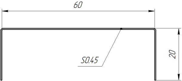 Декоративная накладка 20x60x20 мм, 8004 медно-коричневый матовый