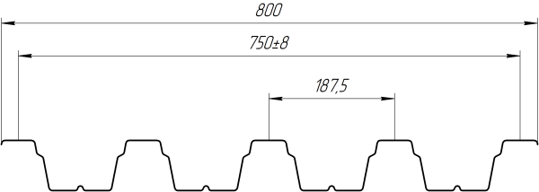 Профнастил Н75 800/750x0,7 мм, 6002 лиственно-зеленый глянцевый