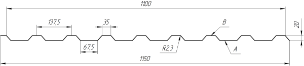 Профнастил С20A 1150/1100x0,45 мм, Antique wood